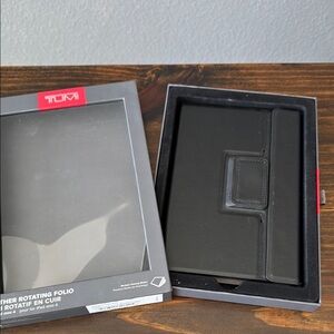 Tumi Black Leather Rotating Folio for iPad